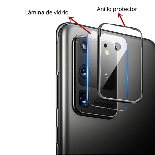 Protección de vidrio templado + protector de lente para cámara